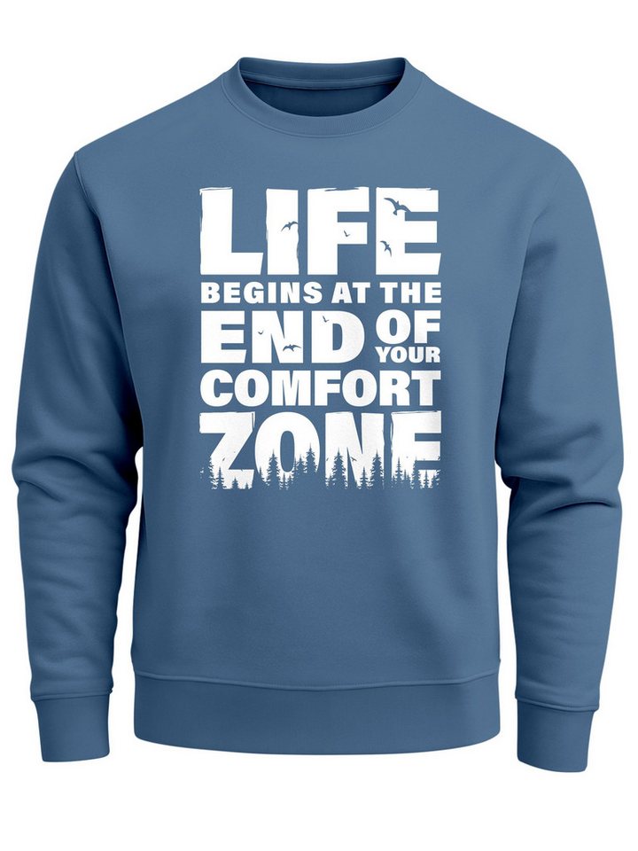 Neverless Sweatshirt Sweatshirt Herren ohne Kapuze Spruch End of your comfort Zone von Neverless