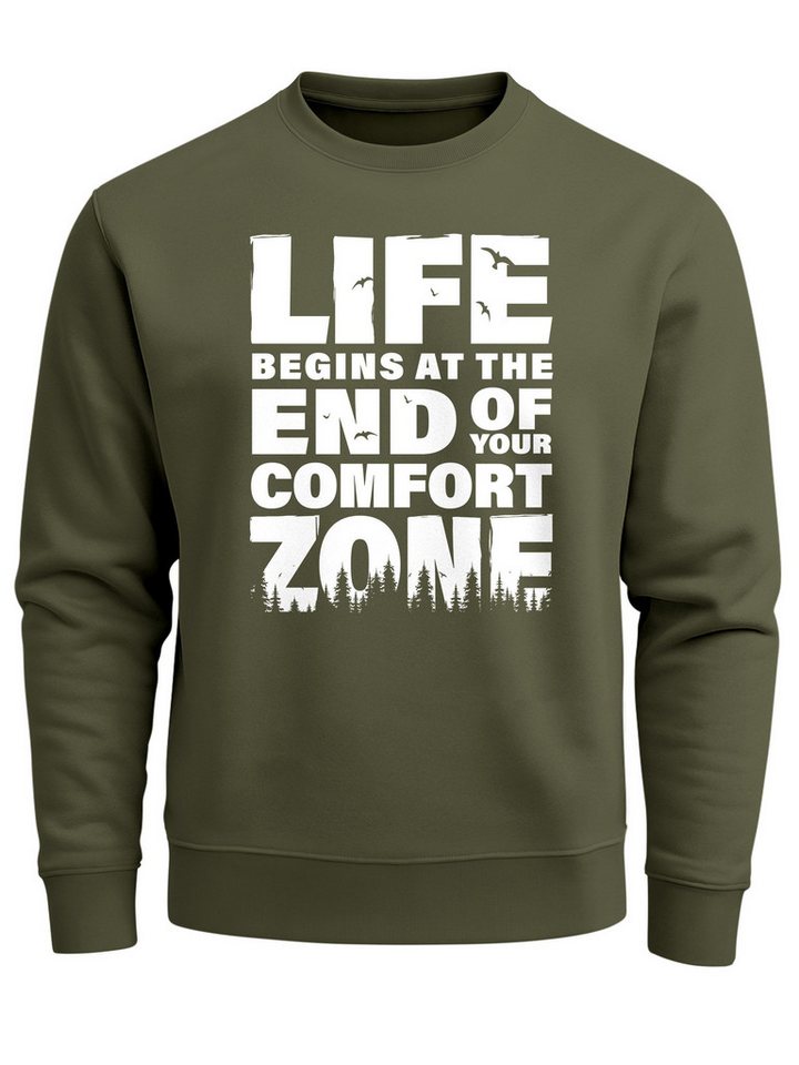 Neverless Sweatshirt Sweatshirt Herren ohne Kapuze Spruch End of your comfort Zone von Neverless