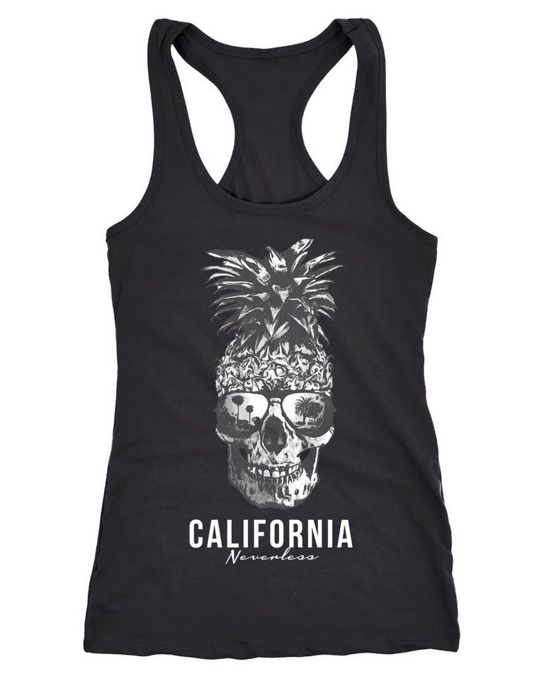 Neverless Tanktop Cooles Damen Tank-Top Pineapple Skull Sonnenbrille Ananas Totenkopf Slim Fit Neverless® von Neverless