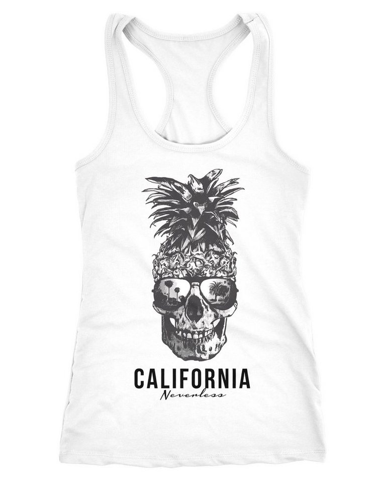 Neverless Tanktop Cooles Damen Tank-Top Pineapple Skull Sonnenbrille Ananas Totenkopf Slim Fit Neverless® von Neverless