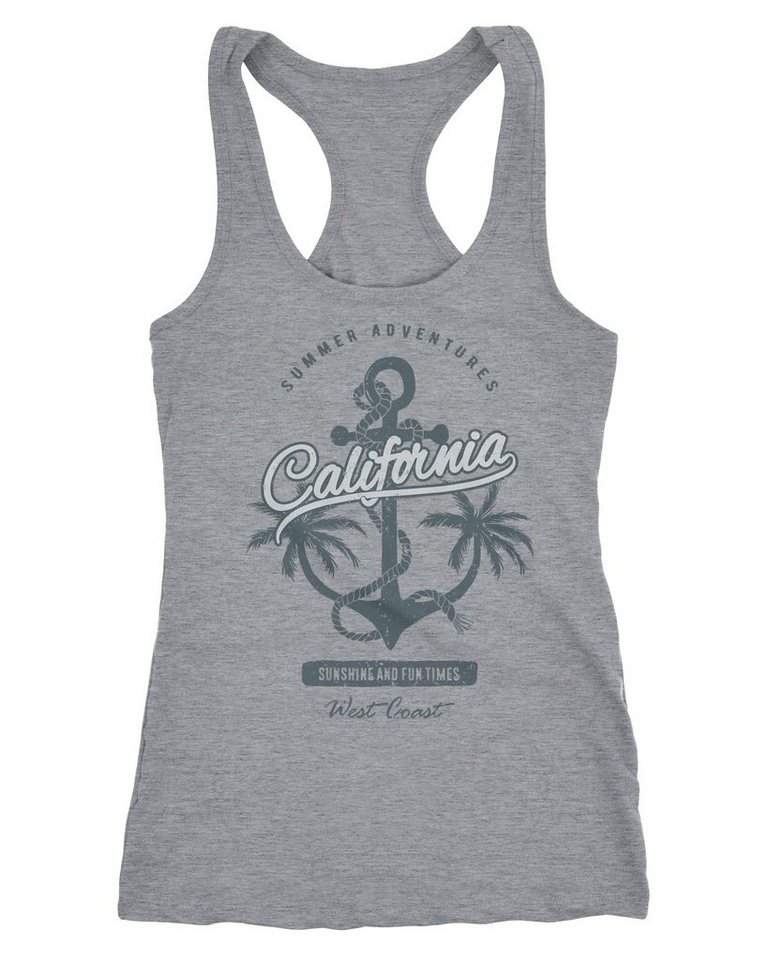 Tanktop Damen Tank-Top Anker Palmen Anchor Palms Racerback Baumwolle Slim Fit Neverless® von Neverless