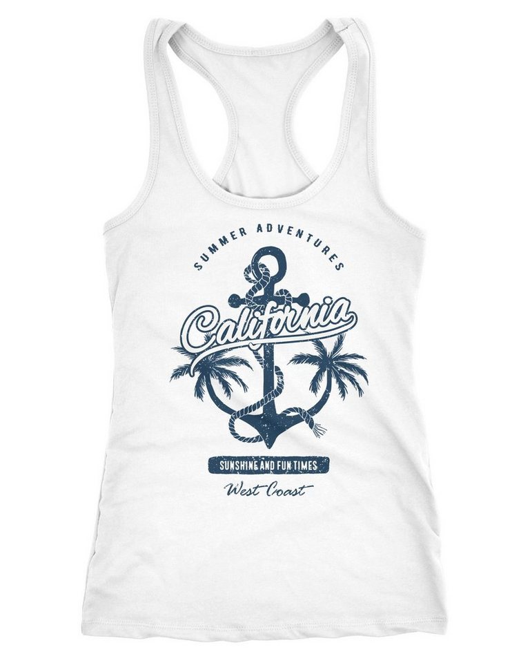Neverless Tanktop Damen Tank-Top Anker Palmen Anchor Palms Racerback Baumwolle Slim Fit von Neverless