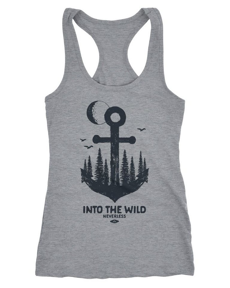 Neverless Tanktop Damen Tank-Top Anker Wald Mond Vögel Adventure Vintage Tree Anchor von Neverless