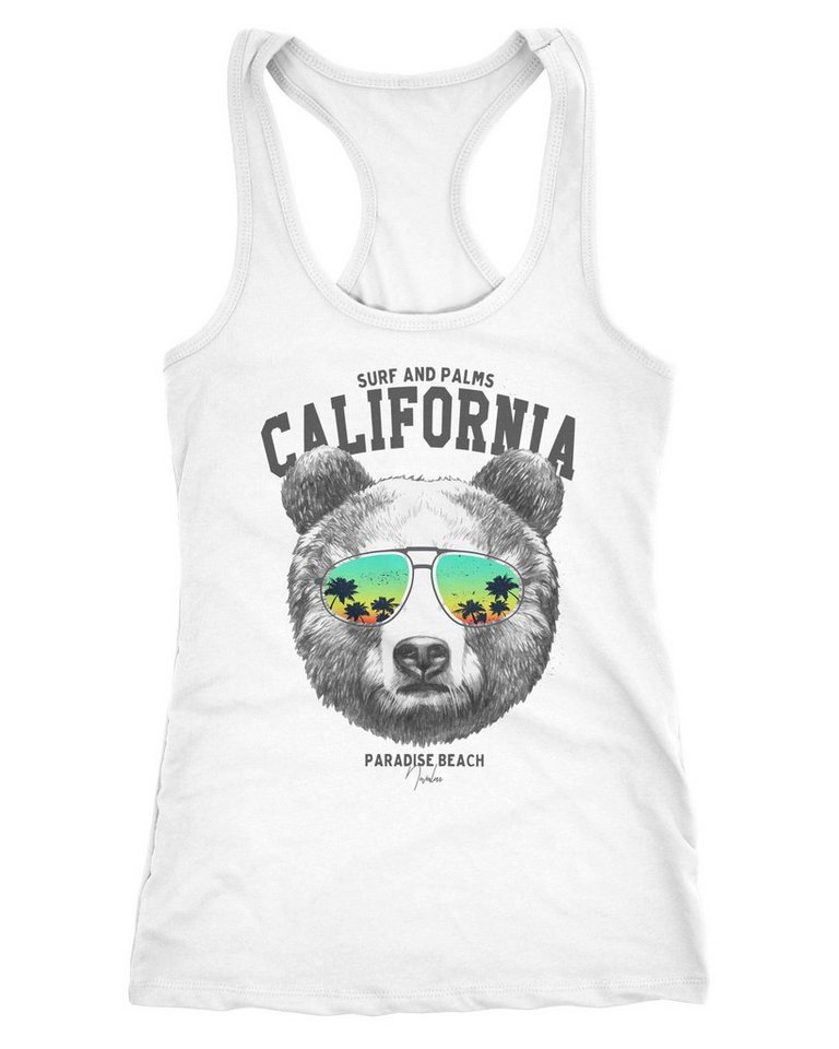 Neverless Tanktop Damen Tank-Top Löwe Bär Sonnenbrille Palmen Summer California Racerback Neverless® von Neverless