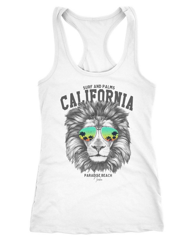 Neverless Tanktop Damen Tank-Top Löwe Bär Sonnenbrille Palmen Summer California Racerback Neverless® von Neverless