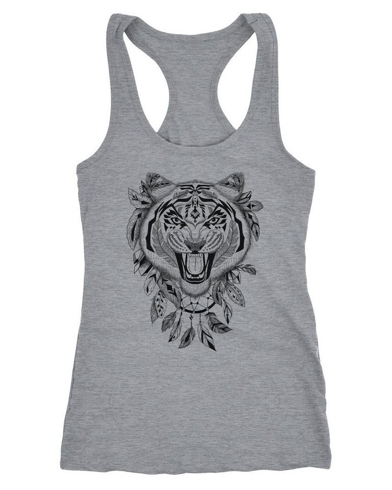 Neverless Tanktop Damen Tank-Top Tiger Boho Zentangle Bohamian Atzec Federn Traumfänger von Neverless