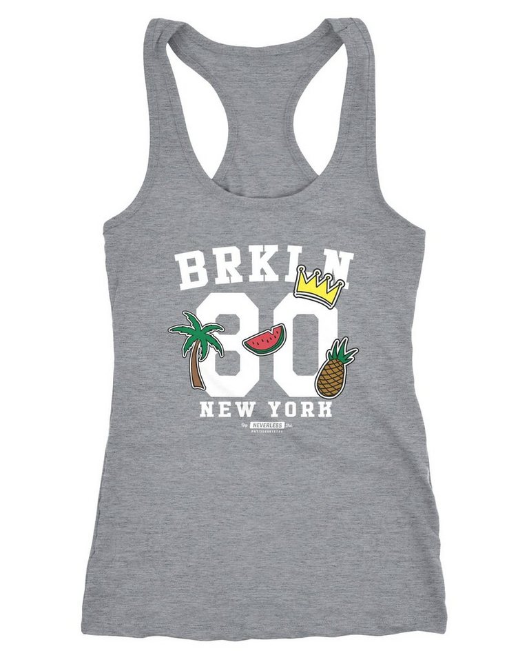 Neverless Tanktop Damen Tanktop Tank Top Patches Aufnäher Look Ananas Wassermelone von Neverless