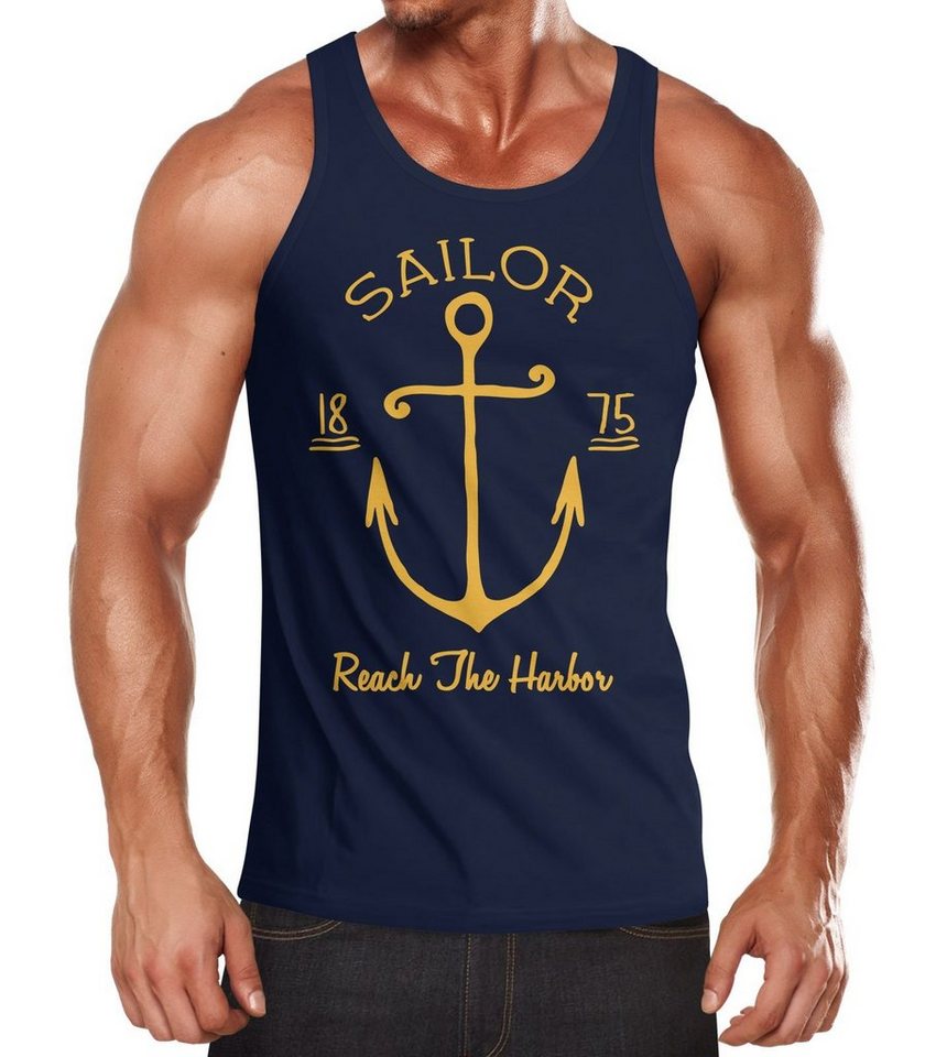 Neverless Tanktop Herren Tank-Top Anker Spirit Vintage Segeln Vintage Muskelshirt mit Print von Neverless