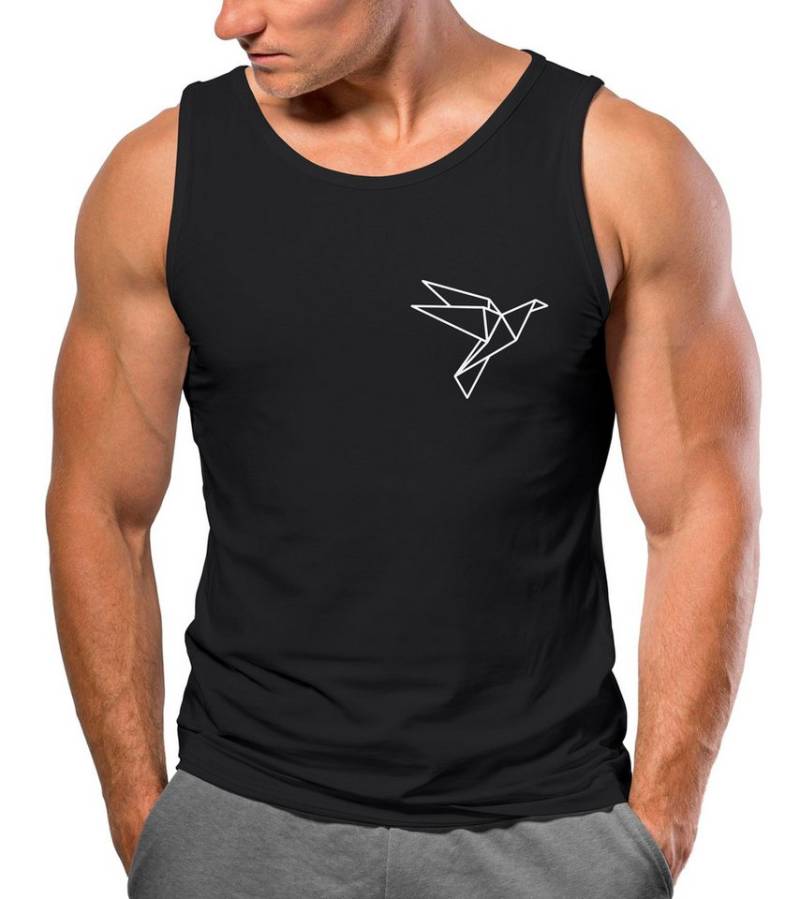 Neverless Tanktop Herren Tank-Top Bedruckt Vogel Origami Polygon Brustprint Logo mit Print von Neverless