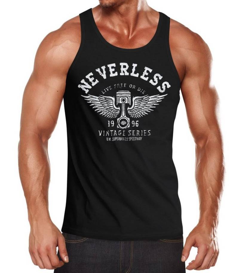 Neverless Tanktop Herren Tank Top Biker Motorrad Motorblock Engine Flügel Wings mit Print von Neverless