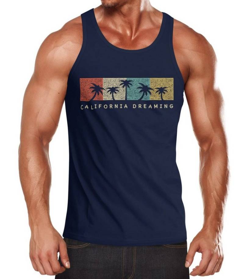 Neverless Tanktop Herren Tank Top California Dreaming Summer Party Palmen Palms Retro mit Print von Neverless