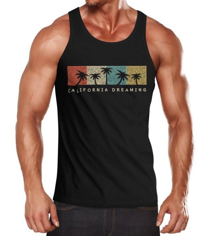 Neverless Tanktop Herren Tank Top California Dreaming Summer Party Palmen Palms Retro mit Print von Neverless