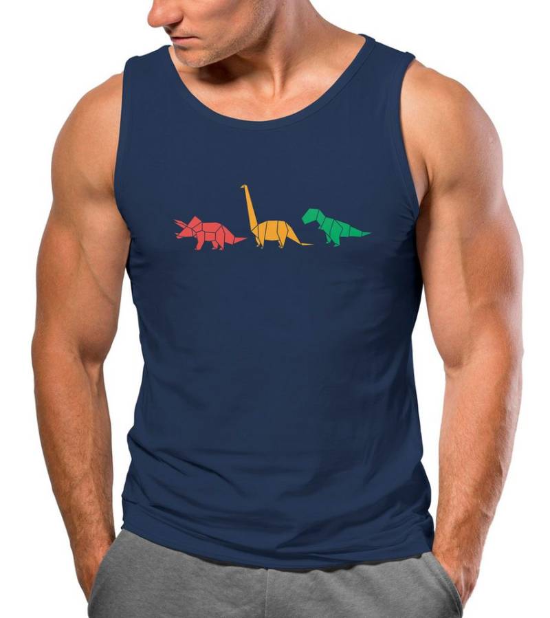 Neverless Tanktop Herren Tank-Top Dinosaurier Aufdruck Polygon Tiere Geometric Print mit Print von Neverless