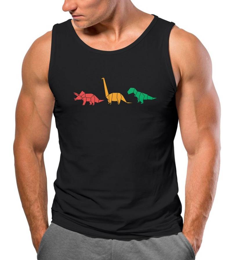 Neverless Tanktop Herren Tank-Top Dinosaurier Aufdruck Polygon Tiere Geometric Print mit Print von Neverless