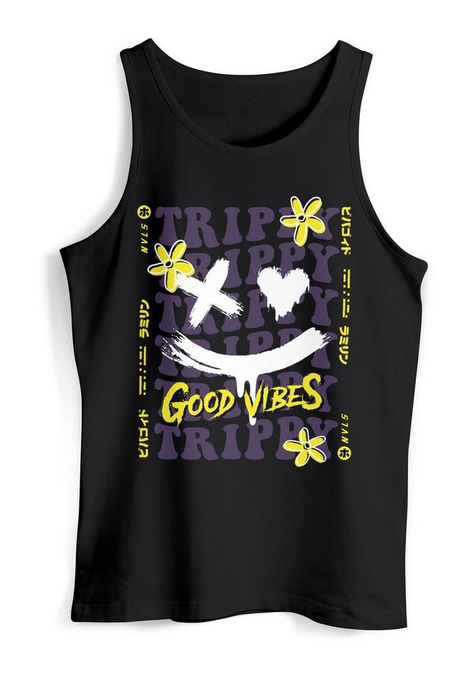 Neverless Tanktop Herren Tank-Top Drip Face Smile Good Vibes Herz Blumen Collage Fashion mit Print von Neverless