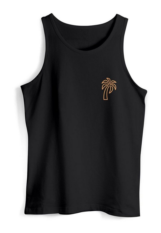 Neverless Tanktop Herren Tank-Top Palme Logo Print Sommer Badge Emblem Minimal Line Art mit Print von Neverless