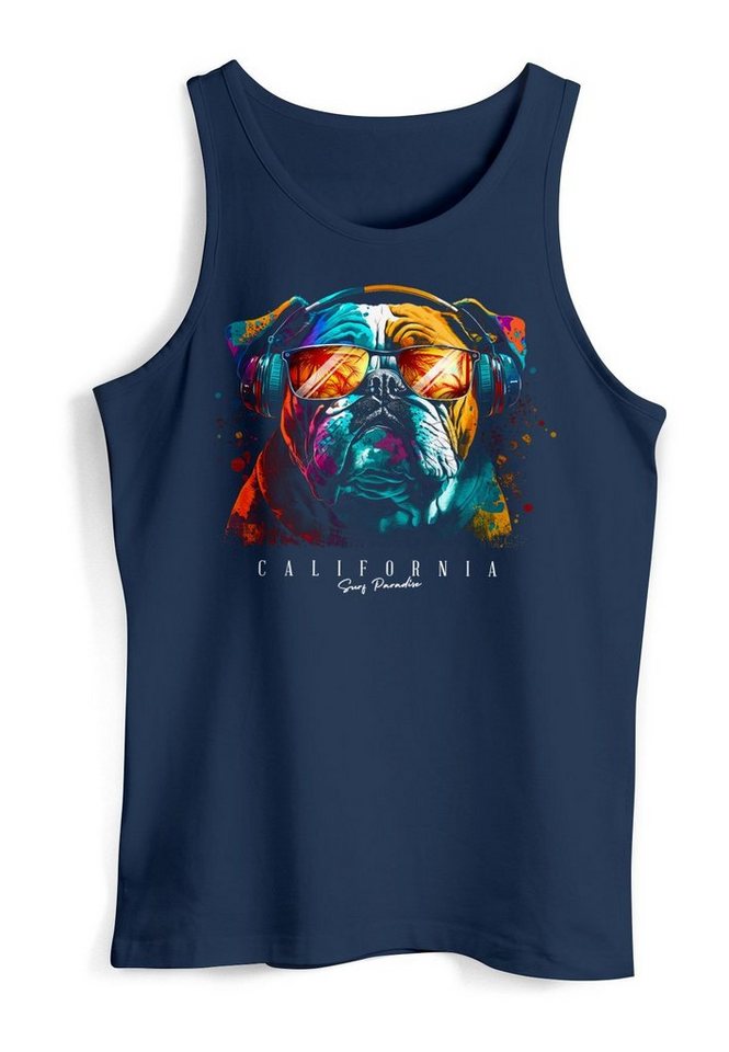 Neverless Tanktop Herren Tank-Top Print California Bulldog Musik Kunst Motiv DJ Muskelsh mit Print von Neverless