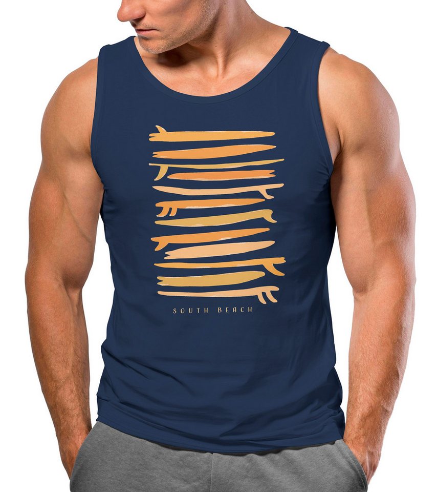 Neverless Tanktop Herren Tank-Top Surfboards South Beach California USA Sommer Surfing M mit Print von Neverless