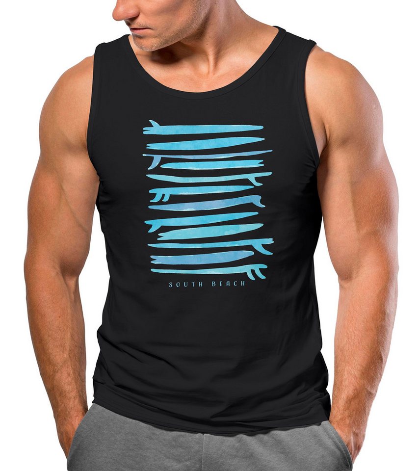 Neverless Tanktop Herren Tank-Top Surfboards South Beach California USA Sommer Surfing mit Print von Neverless