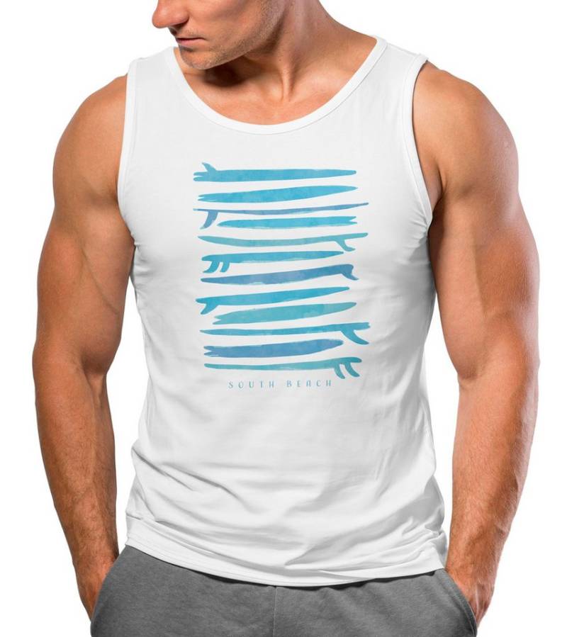 Neverless Tanktop Herren Tank-Top Surfboards South Beach California USA Sommer Surfing mit Print von Neverless