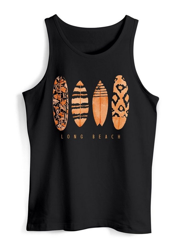 Neverless Tanktop Herren Tank-Top Surfing Fashion Aufdruck Long Beach Surfboard Sommer S mit Print von Neverless