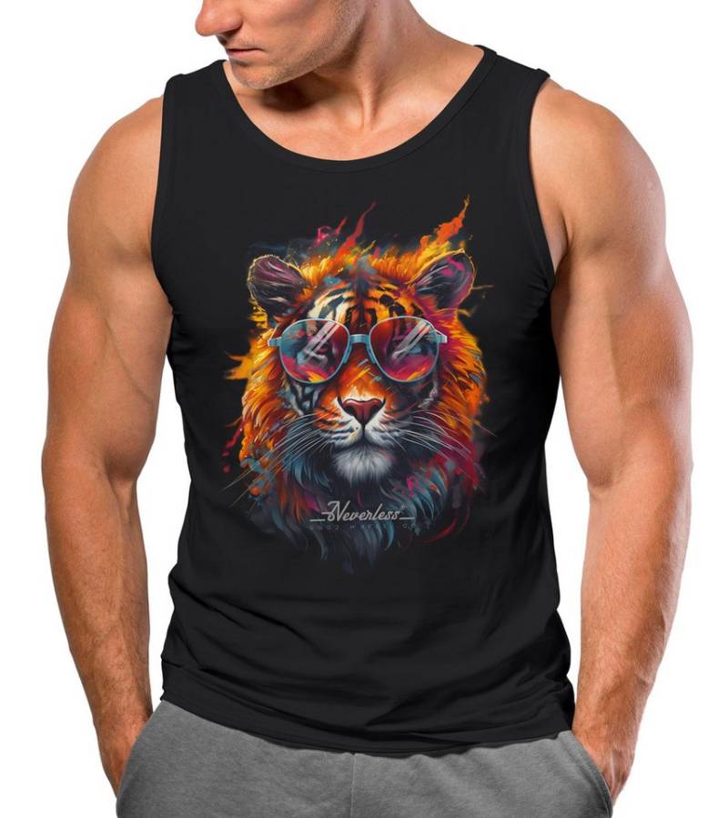 Neverless Tanktop Herren Tank-Top Tiger Print Aufdruck Flammen Sommer Sonnenbrille mit Print Neverless Tanktop Herren Tank-Top Tiger Print Aufdruck Flammen Sommer Sonnenbrille mit Print von Neverless