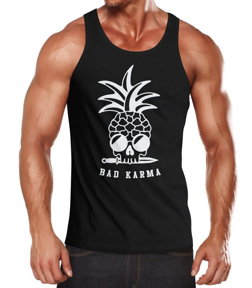 Neverless Tanktop Herren Tank-Top Totenkopf Ananas-Trend Bad Karma Skull Sonnenbrille Muskelshirt Muscle Shirt Neverless® mit Print von Neverless