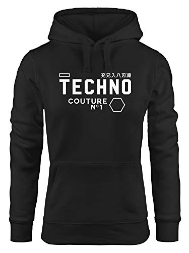 Neverless Techno Kapuzen-Pullover Hoodie Damen schwarz S von Neverless