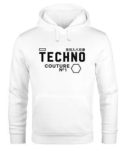 Neverless Techno Kapuzen-Pullover Hoodie Herren Männer weiß 3XL von Neverless