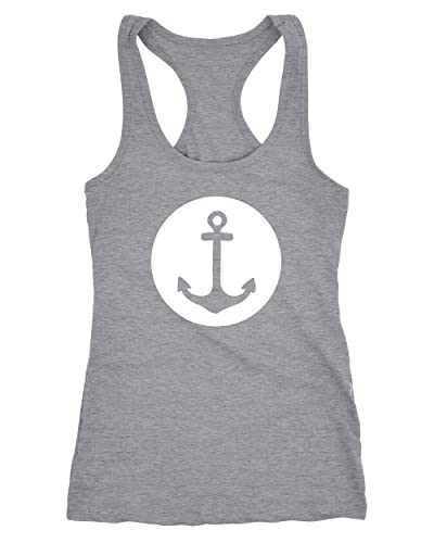Neverless läßiges Damen Tank-Top mit Anker Motiv grau L von Neverless