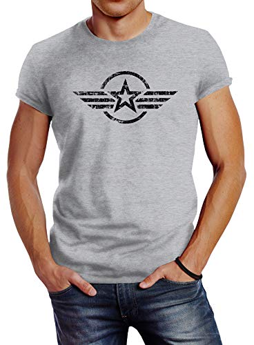 Streetstyle Herren T-Shirt Airforce Aufdruck Emblem Fashion Streetstyle grau 3XL von Neverless