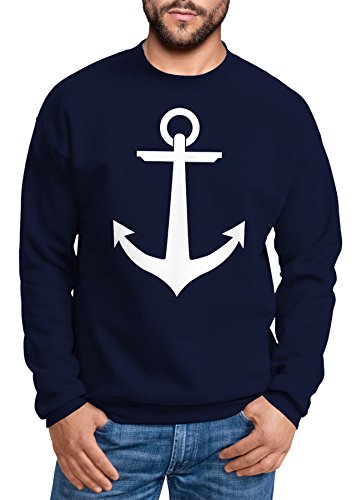 Sweatshirt Herren Anker Anchor Rundhals-PulloverNeverless® Navy XL von Neverless