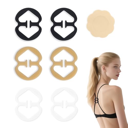 Nevoluxer 6 Stück BH-Clips Set, Unsichtbare BH-Träger Clips Inkl. Satin Nippel Cover für Tops, Kleider & Brautmode​​ von Nevoluxer