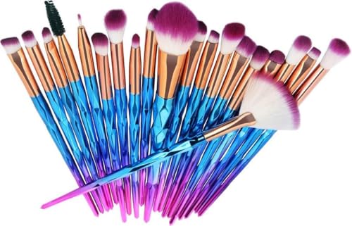 20 Stück Diamant Make -up -Pinsel -Set Blue Pulver Foundation Fundament Mix Lidschattenlippenlippenkosmetische Schönheit - Make -up -Pinsel - Pinsel - Lidschatten - Highlighter - Pinsel - Makeup - von New Age Devi