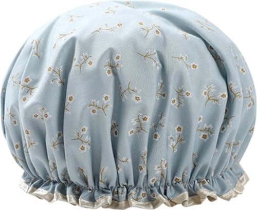 Dicke 1 Stück Duschhut - Duschkappe - blaue kleine Blume - wasserdicht - Schwimmmütze - Doppelschicht - Duschschnitt Haarabdeckung - Frauen liefert Duschkollektion Badezimmerzubehör von New Age Devi