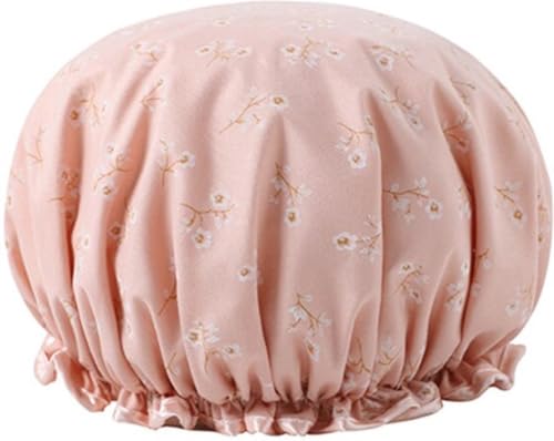 Dicke 1 Stück Duschhut - Duschkappe - rosa Blume - wasserdicht - Schwimmmütze - Doppelschicht - Duschbedeckung Haarabdeckung - Frauen liefert Duschkollektion Badezimmerzubehör von New Age Devi