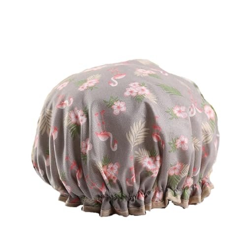 New Age Devi - Dicke 1 Stücke Duschhut - Duschkappe - Grau - rosa Flamingo - wasserdicht - Schwimmmütze - Doppeltie - Haarabdeckung - Haarabdeckung - Frauen Duschkappe - Bad Accessoire New Age Devi - Dicke 1 Stücke Duschhut - Duschkappe - Grau - rosa Flamingo - wasserdicht - Schwimmmütze - Doppeltie - Haarabdeckung - Haarabdeckung - Frauen Duschkappe - Bad Accessoire von New Age Devi