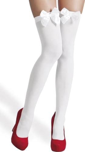 Theatersocken - Theaterstrümpfe - Kniesocken - weiß mit Bogen - lange Strümpfe - 54 cm - Strümpfe - Kniesocken von New Age Devi