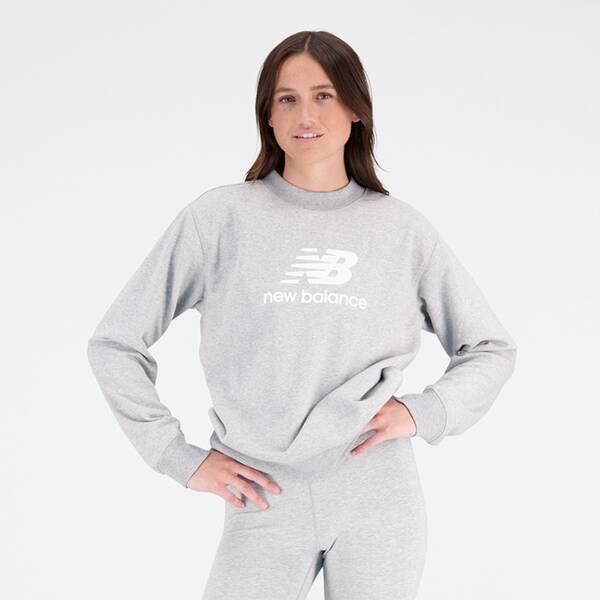 NEW BALANCE Damen Kapuzensweat Essentials Stacked Logo French Terry Crewneck von New Balance