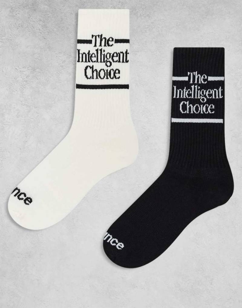 New Balance - 2er-Pack Crew-Socken in Schwarz und Creme mit Slogan von New Balance