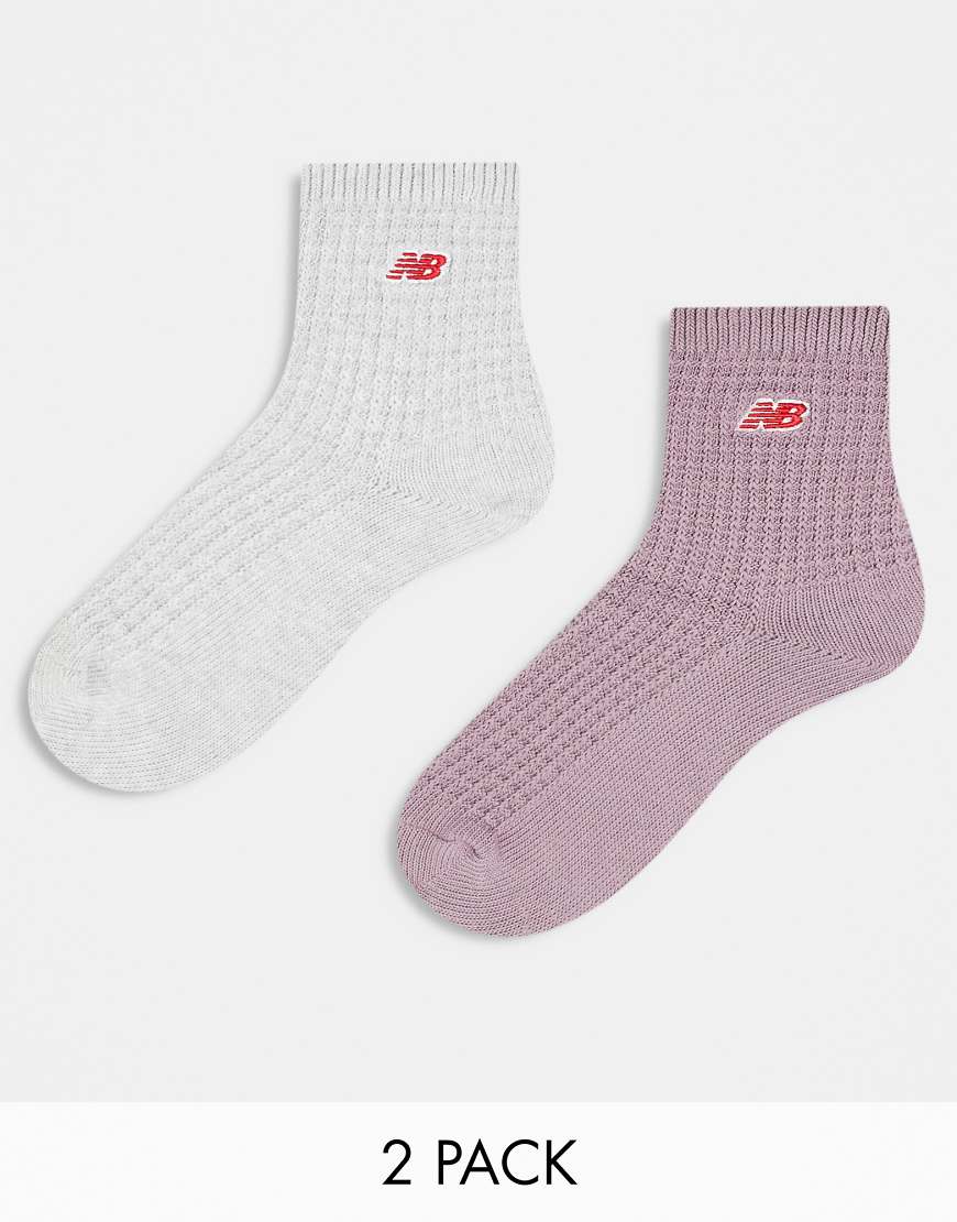 New Balance - 2er-Pack mittelhohe Socken in Grau und Lila mit Waffelstruktur-Bunt New Balance - 2er-Pack mittelhohe Socken in Grau und Lila mit Waffelstruktur-Bunt von New Balance