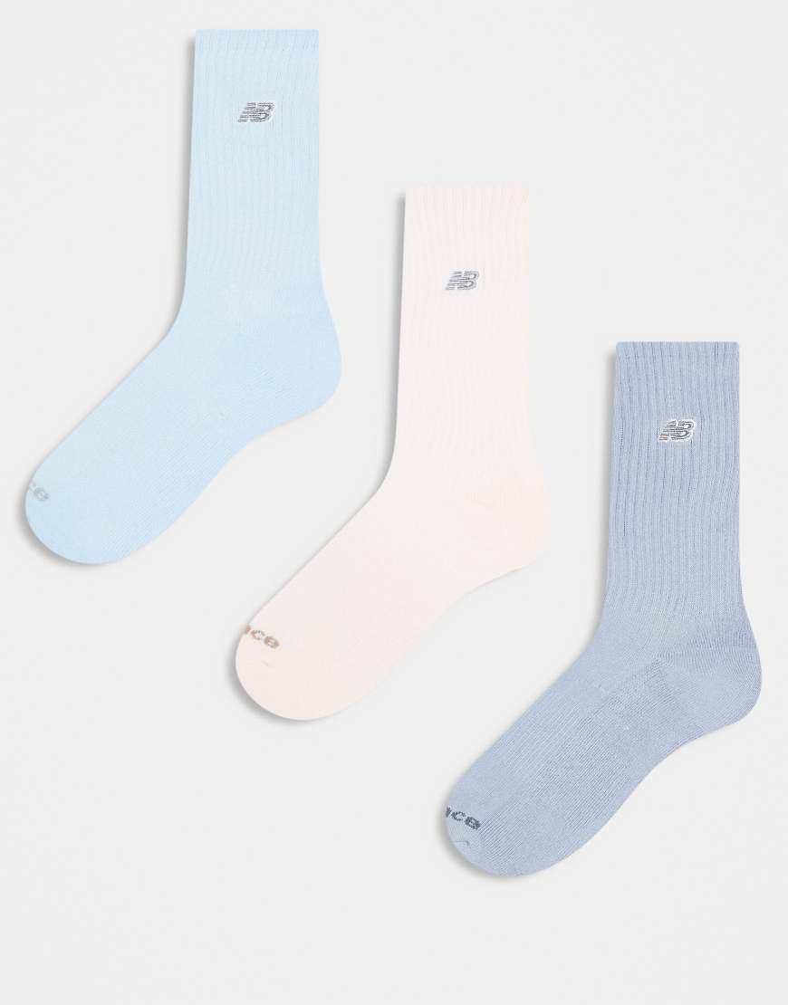 New Balance - 3er-Pack Crew-Socken in Grau, Rosa und Blau mit Logo-Stickerei-Bunt New Balance - 3er-Pack Crew-Socken in Grau, Rosa und Blau mit Logo-Stickerei-Bunt von New Balance