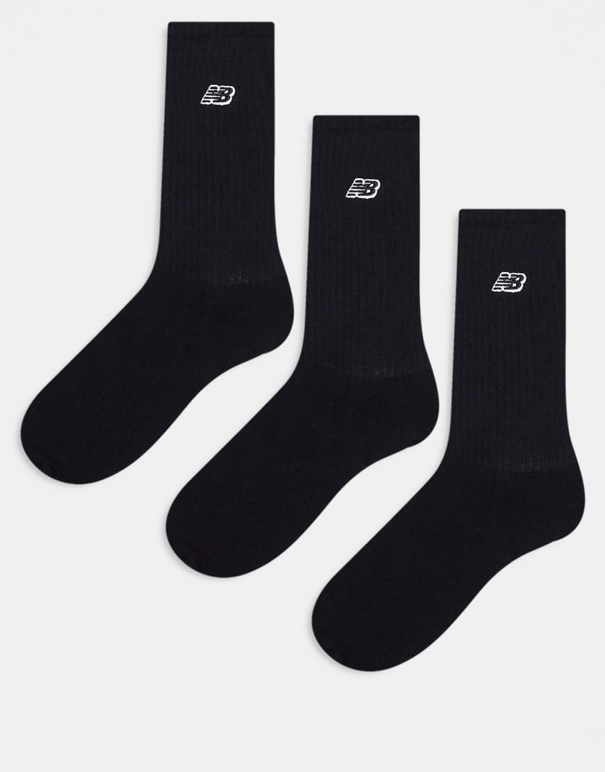New Balance - 3er-Pack Crew-Socken in Schwarz mit Logostickerei von New Balance