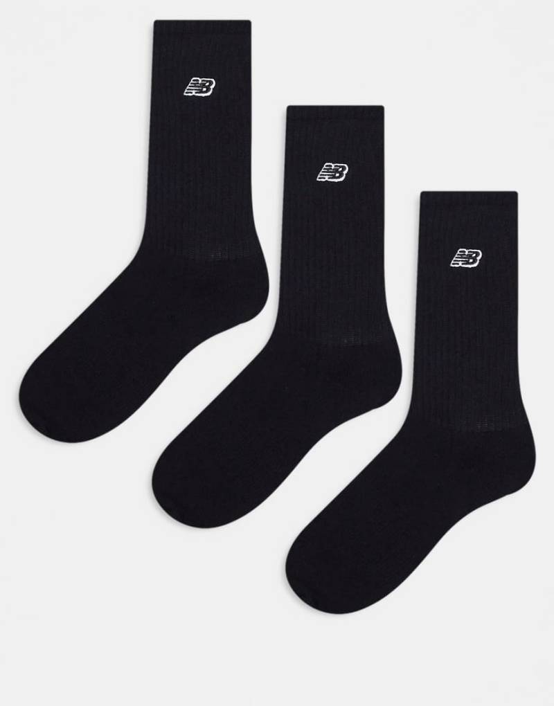 New Balance - 3er-Pack Crew-Socken in Schwarz mit Logostickerei von New Balance