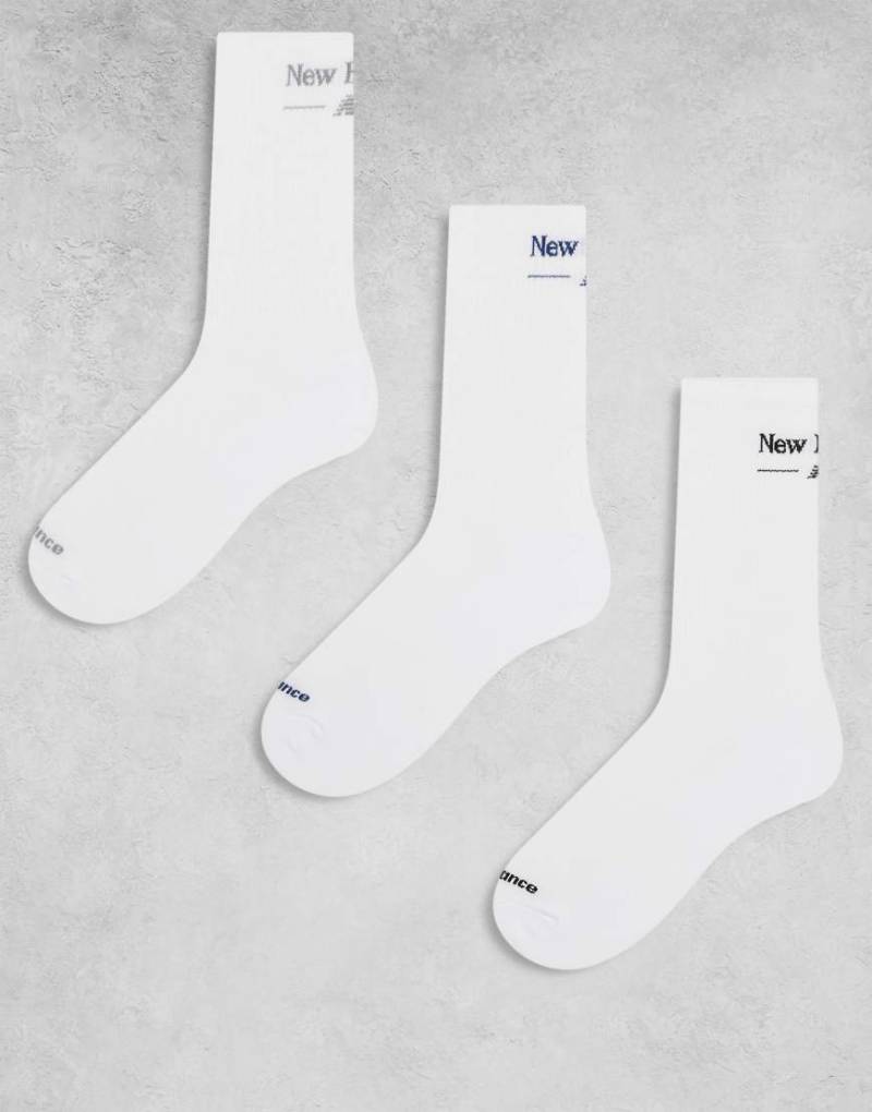 New Balance - 3er-Pack Crew-Socken in Weiß mit Logo-Schriftzug von New Balance