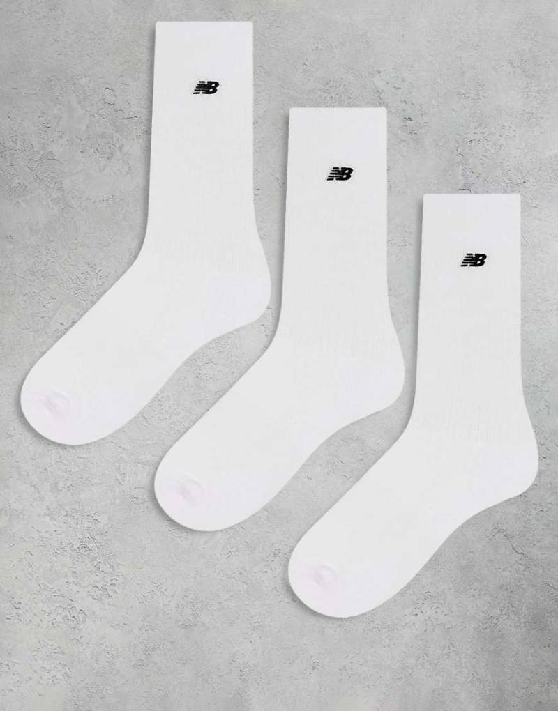 New Balance - 3er-Pack Crew-Socken in Weiß mit Logostickerei von New Balance