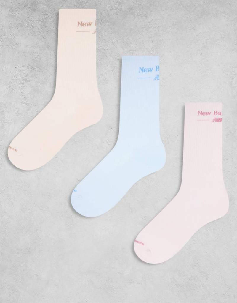 New Balance - 3er-Pack Crew-Socken in verschiedenen Farben mit Logo-Schriftzug-Bunt von New Balance