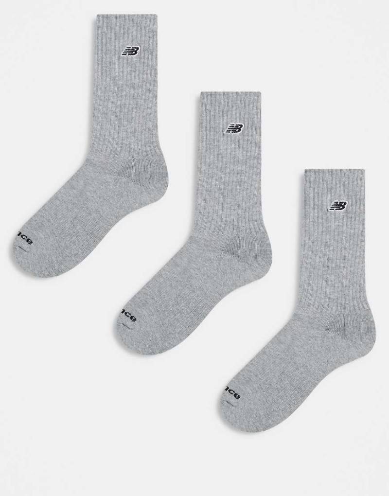 New Balance - 3er-Pack Crewsocken in Grau mit aufgesticktem Logo von New Balance