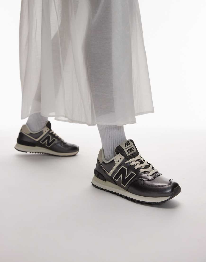 New Balance - 574 - Sneaker in Metallic-Schwarz-Silber von New Balance