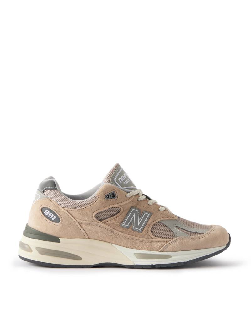 New Balance - 991v2 Leather-Trimmed Suede and Mesh Sneakers - Men - Neutrals - UK 9.5 von New Balance